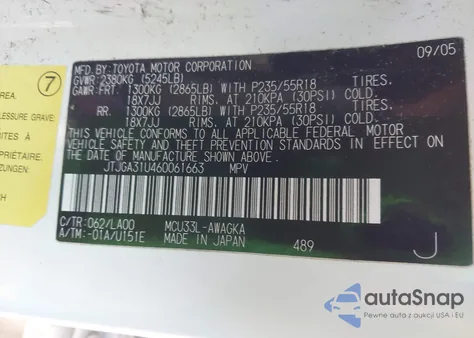 2006 Lexus Rx 330 from USA, damaged, VIN JTJGA31U460061663